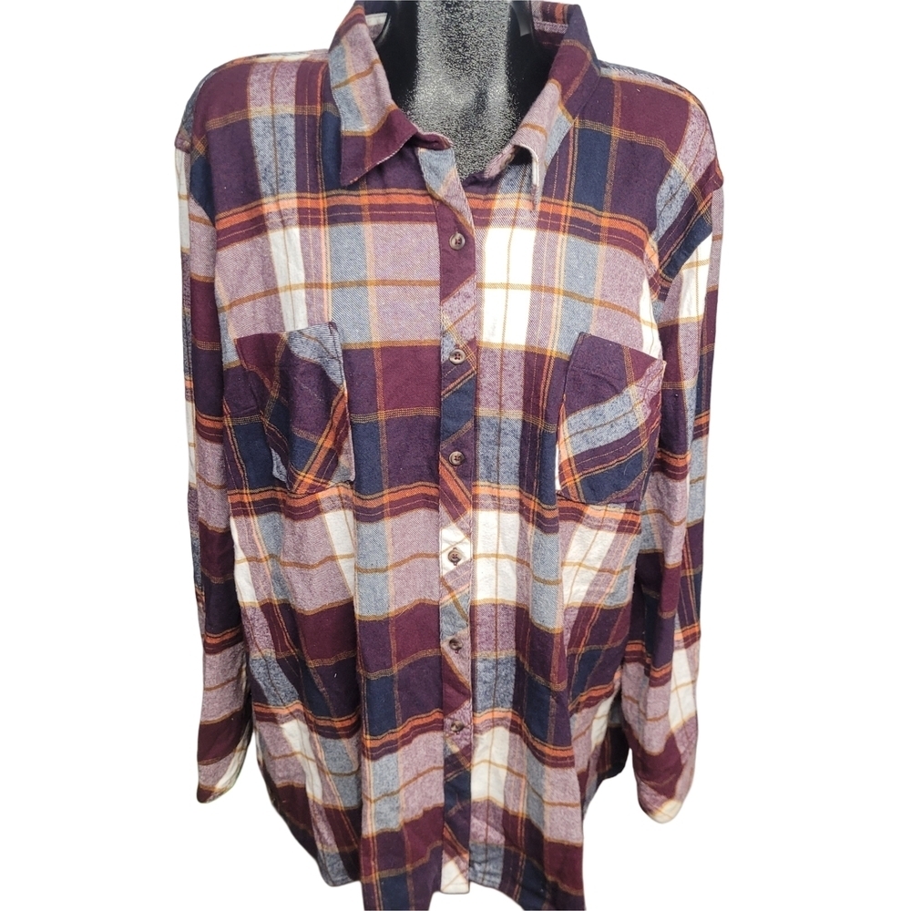 Natural Reflections Plaid Flannel Button-Up Shirt Size 3X
